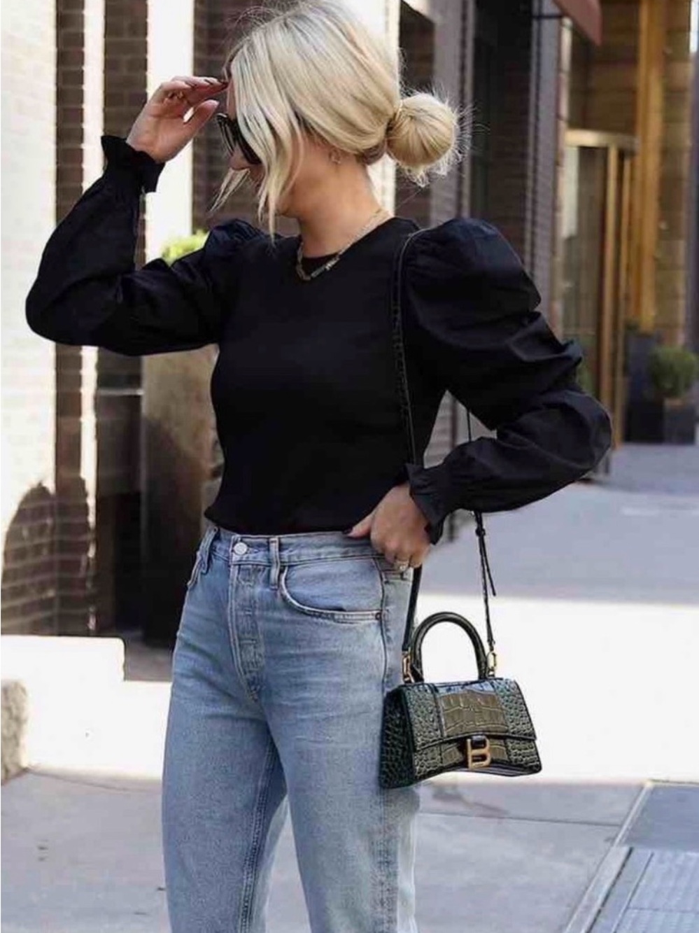 Veronica Beard Fawn cotton blend ribbed black blouse size xl